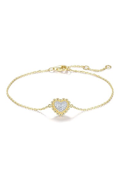 Bijuteria SORELLY Βραχιόλι καρδιάς από χρυσό 14 καρατίων με διαμάντια 0.07 κα...
