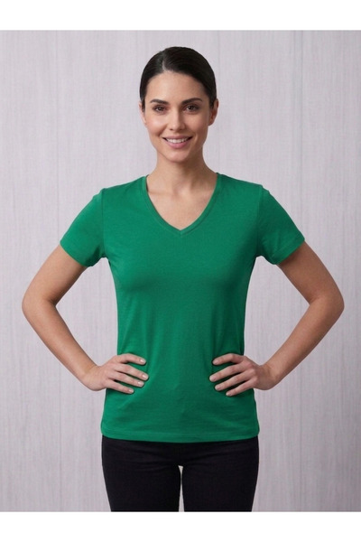 Banadamoda Tricou de bază cu decolteu în V pentru femei