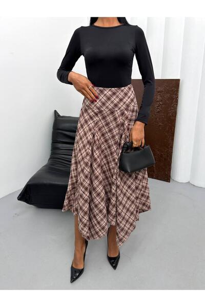 Bak'ap Πολυτελής Ασύμμετρη Μακριά Λινή Φούστα με Βολάν