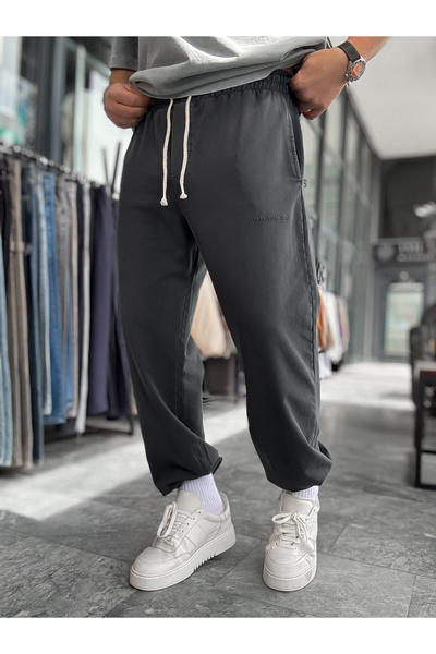 BYBASICMAN Pantaloni de trening negri, cu manșete elastice și lavabili TW-1162