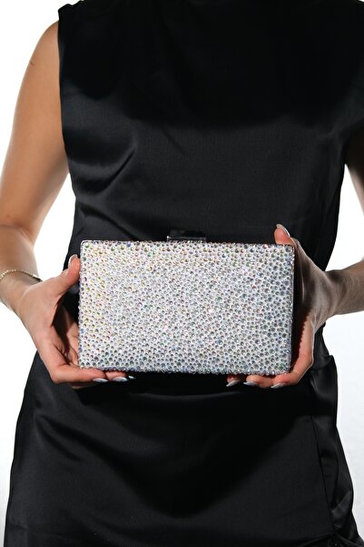 LuviShoes Γυναικεία βραδινή τσάντα φορέματος MIRAGE Silver Stone