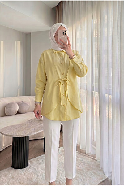 HİFADEN Women's Elegant Button Detailed Design Tie-Up Comfortable Stylish Hij...