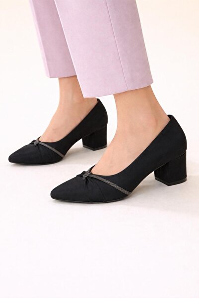 TRENDYSHOSE 6881 حذاء نسائي من الساتان بكعب سميك ومريح