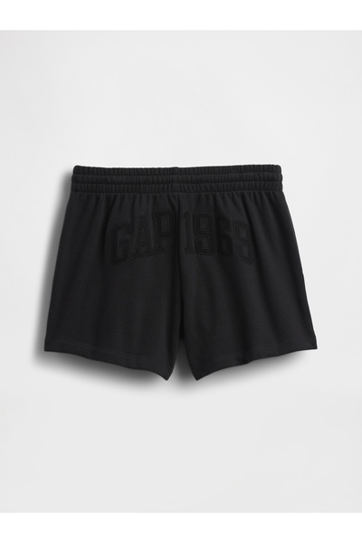 GAP Kız Çocuk Siyah VintageSoft Terry Relaxed Sweat Şort