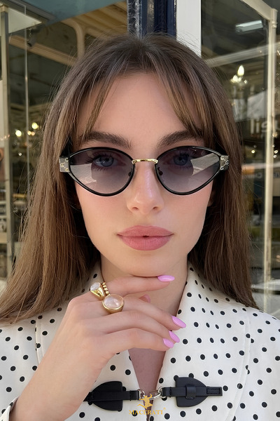 MACERATİ Edda Noir Women's Cat Eye Trend Ultra Light Black Sunglasses with Uv...