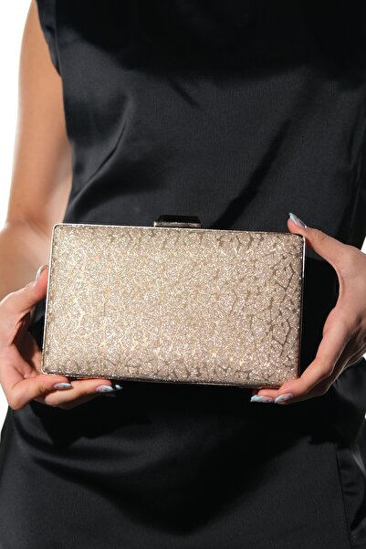 LuviShoes Γυναικεία βραδινή τσάντα φορέματος με χρυσό σχέδιο QUINN