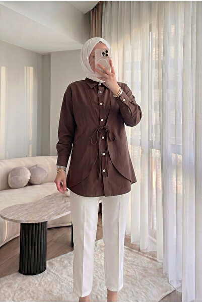 HİFADEN Women's Elegant Button Detailed Design Tie-Up Comfortable Stylish Hij...