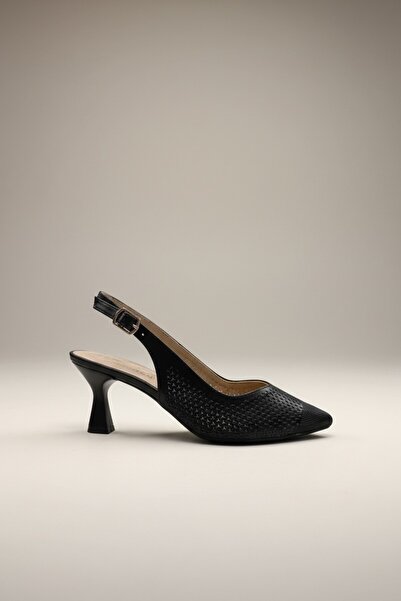 Modayak MARZELLA ΜΑΥΡΑ ΓΥΝΑΙΚΕΙΑ ΠΑΠΟΥΤΣΙΑ ΜΕ ΧΑΜΗΛΟ ΛΕΠΤΟ ΤΑΚΟΥΝΙ, ΜΕ ΖΩΝΗ Σ...