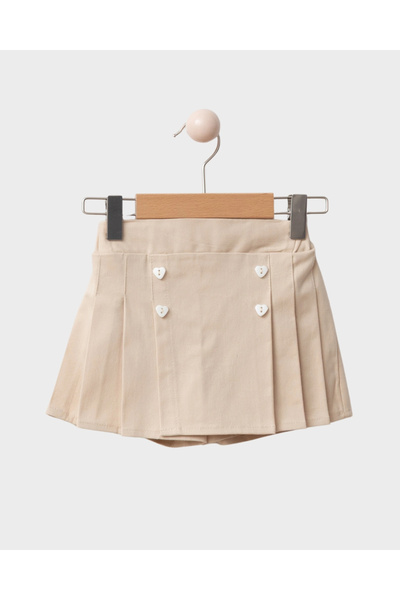 My Lusa baby wear Κοριτσίστικη βαμβακερή πλισέ καφέ φούστα-σορτς 2-5 ετών