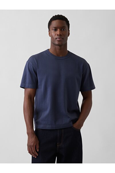 GAP Erkek Lacivert Heavyweight Crop T-Shirt