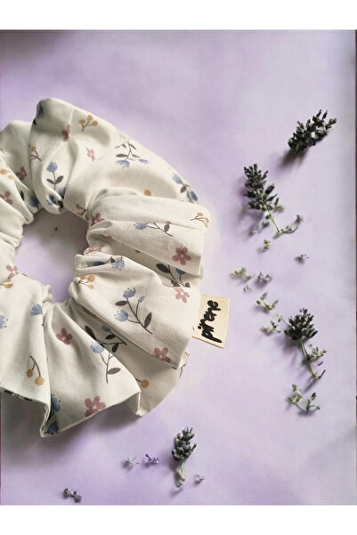 Pirene Arts Lavielle Çiçekli Poplin Scrunchie Saç Tokası