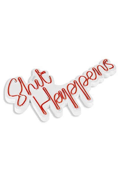OEM Decor de perete Re-Bloom, Shit Happens, LED, PVC, roșu, 45 x 2 x 29 cm