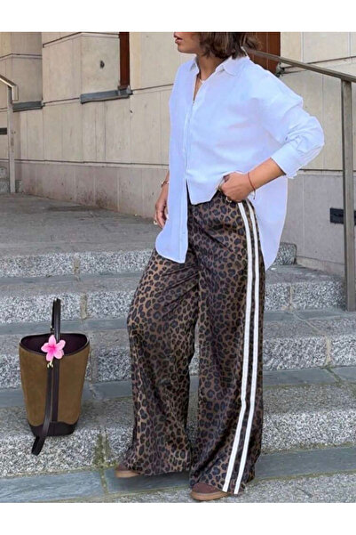Toum Φόρμα παντελονιού στυλ Y2K με λεπτομέρεια λεοπάρ και διπλές ρίγες