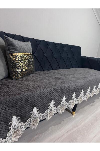 DECORA CASA HOME COLLECTİON Δαντελωτό βελούδινο μοτίβο αντιολισθητικό κάλυμμα...