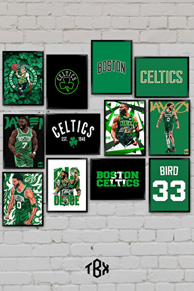 tablomaxtbx 12 Parça Boston Celtics NBA Basketbol Takım Efsane Kadro Spor Dek...
