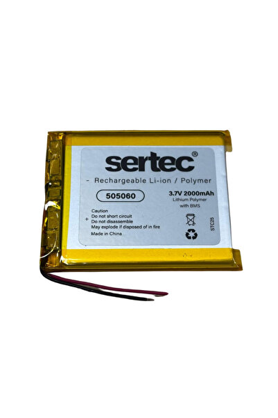 Genel Markalar Sertec 505060 3.7V 2000 mAh Li-Polymer Pil (Devreli/1.5A)