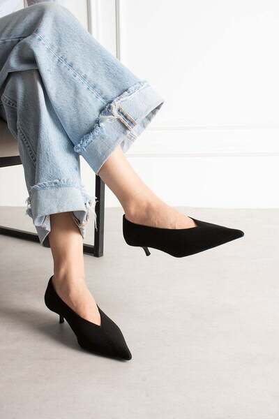 ShoeTek Louod Γυναικεία Στιλέτο με Λεπτό Τακούνι Μαύρο Σουέντ