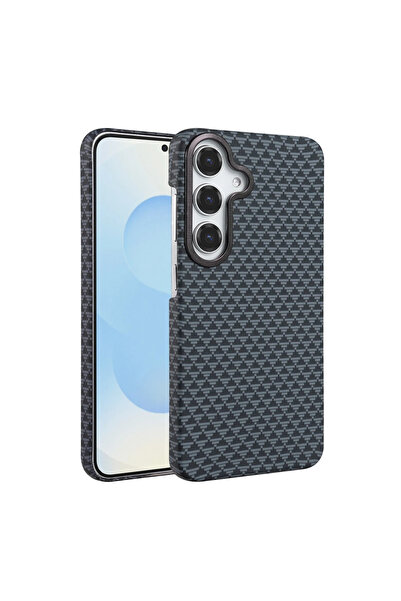 UnDePlus Samsung Galaxy A35 5G Kılıf Kevlar Desenli Karbon M-Safe Magnetik Şa...
