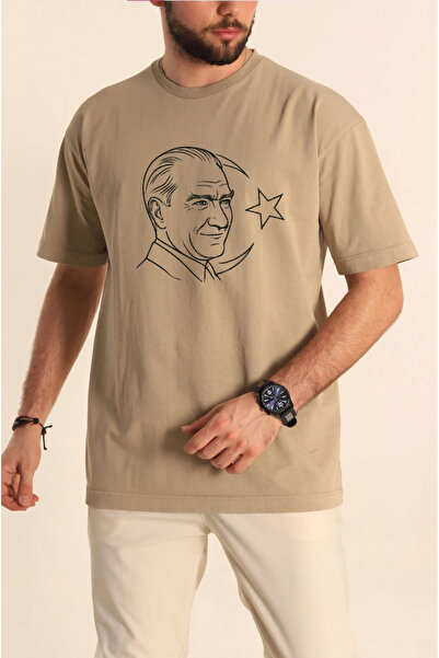 offsidesign Unisex T-Shirt with Atatürk and Turkish Flag Silhouette Design, S...