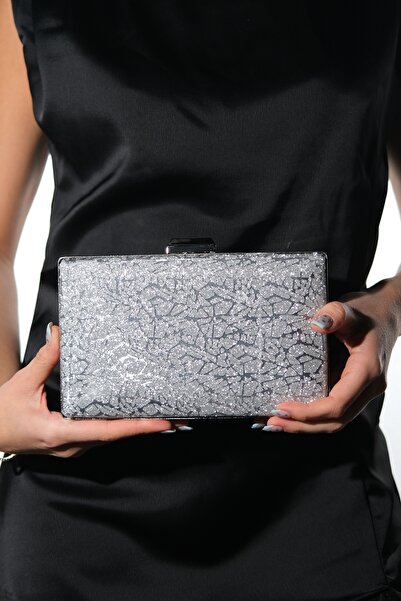 LuviShoes Γυναικεία βραδινή τσάντα φορέματος QUINN με ασημένιο σχέδιο