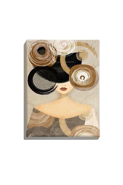 OEM Tablou decorativ Re-Bloom, model feminin, pânză/lemn, auriu/gri/negru, 70...