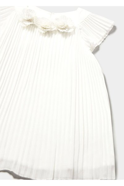 MAYORAL Baby Girl Pleated Chiffon Dress Ecru 1913