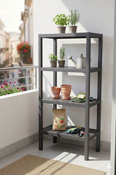 Akyüz Plastik 🪜4 Katlı Plastik Kiler Rafı 45x29 h:99 cm – Mutfak & Erzak Düz...