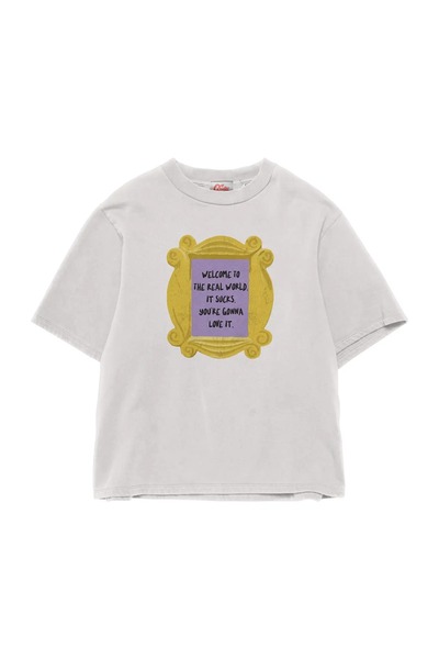 ZAVIXO Μπλουζάκι με στάμπα καθρέφτη, oversized εφαρμογή, βαμβακερό ύφασμα