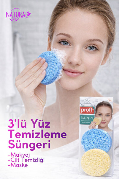 grimorlife Yüz Temizleme Süngeri 3’lü – Tekrar Kullanılabilir Yıkanabilir Mak...
