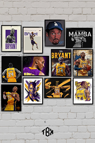 tablomaxtbx 12 Parça Kobe Bryant Basketbol Efsanesi NBA Los Angeles Lakers Sp...