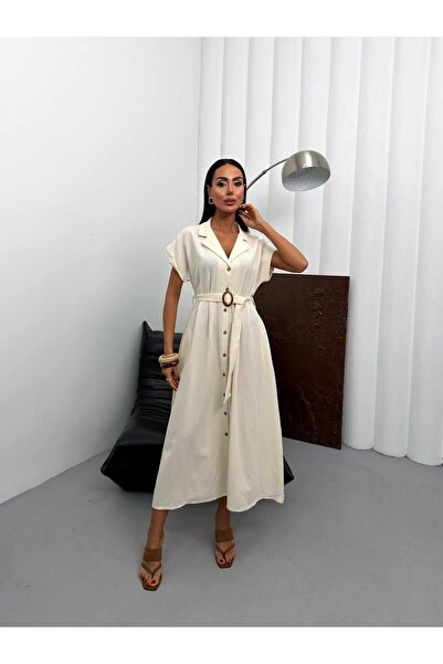 Bak'ap Φόρεμα πουκάμισο από 100% λινό ύφασμα υψηλής ποιότητας με μανίκια τύπο...