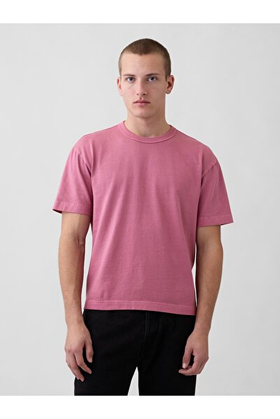 GAP Erkek Pembe Heavyweight Crop T-Shirt