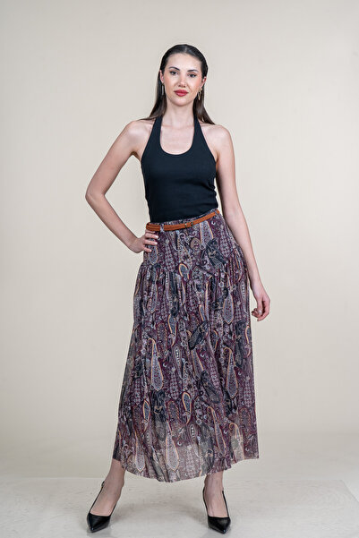 MissVina Φούστα με σχέδιο από σιφόν και κορσάζ 6876