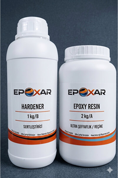 Epoxar Şeffaf Epoksi Reçine 3.00 kg 2:1 Profesyonel Set Takı Masa Hobi Için Y...