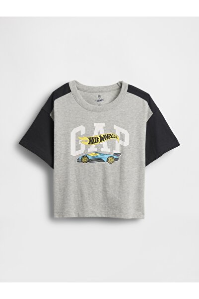 GAP Erkek Bebek Gri Hot Wheels Grafik Logo T-Shirt
