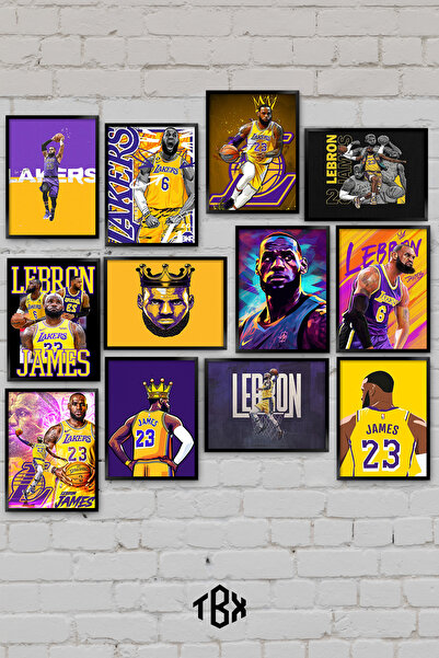 tablomaxtbx 12 Parça LeBron James Basketbol Efsanesi NBA Şampiyon Spor Dekora...