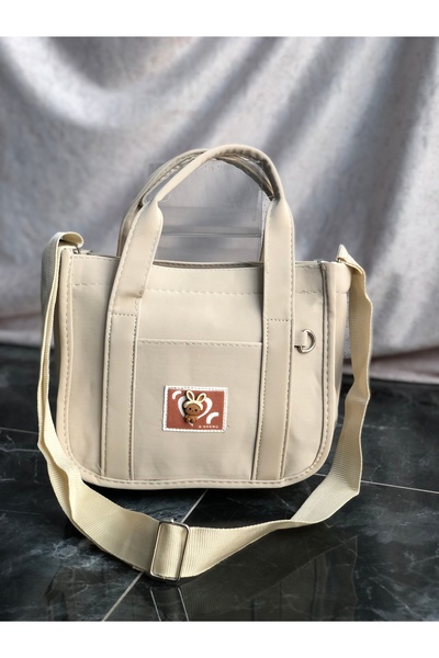 MEESÇanta Ayıcık Peluş Hediyeli Kanvas Mini Tote Çanta