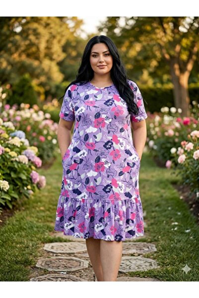 Asel Γυναικεία φούστα μεγάλου μεγέθους με βολάν και τσέπες, φόρεμα από χτενισ...