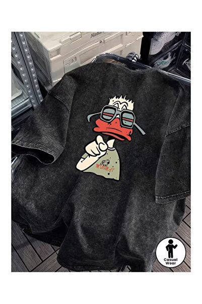 Trendy Sun Acid Washed Unisex Digital Printed Oversize Vintage T-Shirt - Wash...