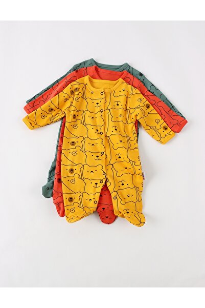 MiniKids Σετ 3 τεμαχίων: ολόσωμες φόρμες, με μποτάκια, σχέδιο αρκουδάκια, πολ...