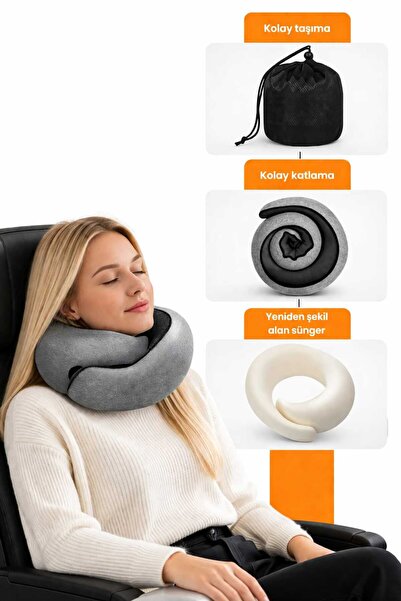 Ankaflex Ortopedik Spiral Boyun Destekli Seyahat Yastığı %100 Ortopedik Visko Seyahat Yastığı