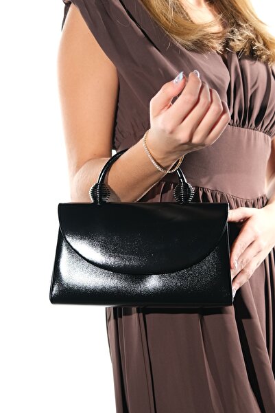 LuviShoes Γυναικεία βραδινή τσάντα φορέματος GISELLA Black Skin