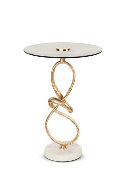 MuratogluHome Venus Serisi Lüx Modern Tasarım Metal Yan Sehpa 64x45 cm