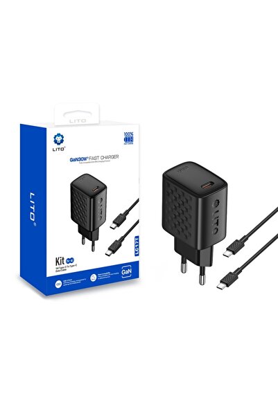 Lito Încărcător pentru priză, USB-C, 30W, Cablu USB-C inclus - (LC17T) - Negru