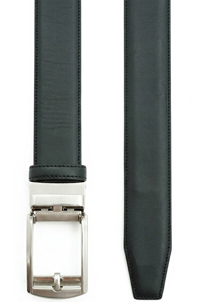 CüzCan Μαύρη ανδρική ζώνη από γνήσιο δέρμα με αυτόματη πόρπη (πλάτος 3,5 εκ.)