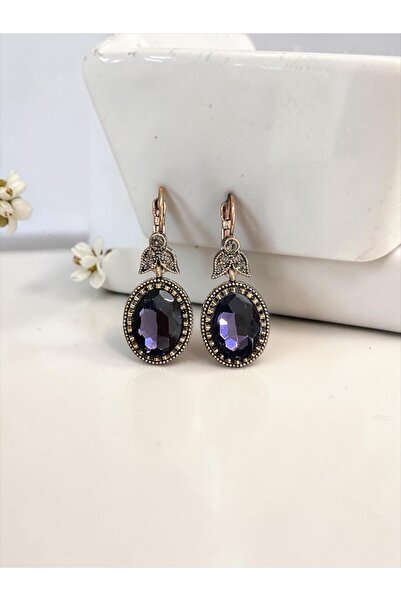 FAYRA ACCESSORIES Crystal Stone Oval Cut Dangle Earrings
