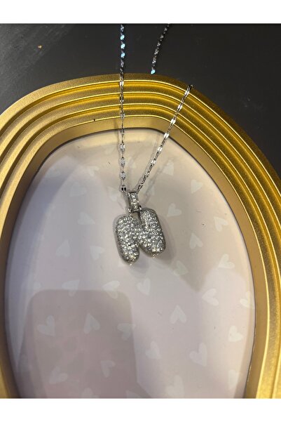 gozdeasutayaccessory N Stone Letter Pendant Steel