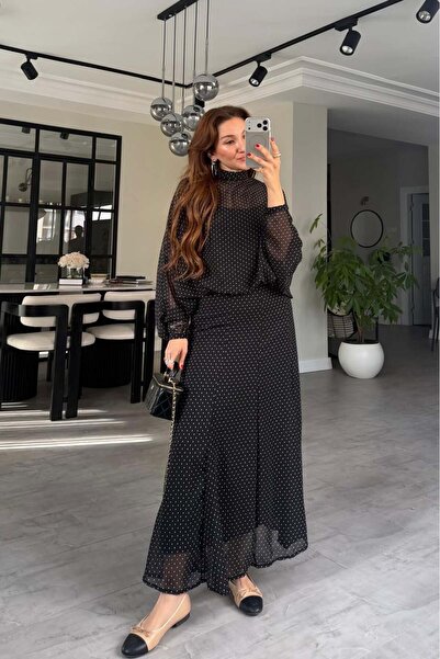 ELMASSTİL PUANTİYELİ ŞİFON ETEK TAKIM/3215