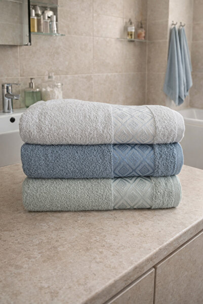 Livera Home Durul Meltem Cotton 3-Piece Bath Body Towel Set, Daily & Dowry Ba...