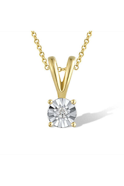 Bijuteria SORELLY Κλασικό χρυσό μενταγιόν 14 καρατίων με διαμάντι 0,0183 καρα...